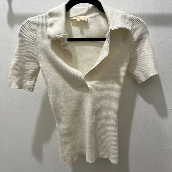 Sezane White Ribbed Knit Top - Picture 3 of 5